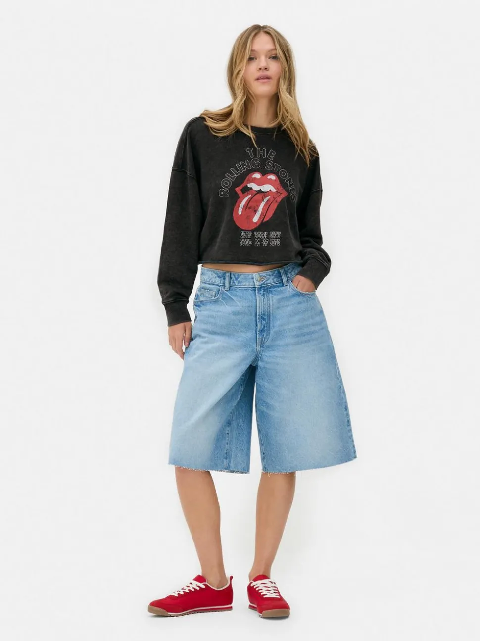 Krótka bluza z motywem zespołu The Rolling Stones