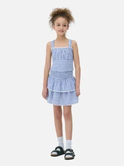 Krótka koronkowa bluzka w kratę vichy