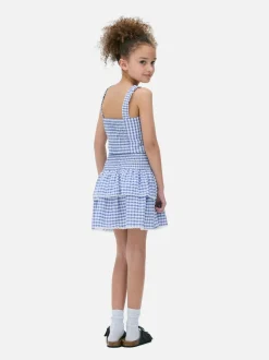 Krótka koronkowa bluzka w kratę vichy