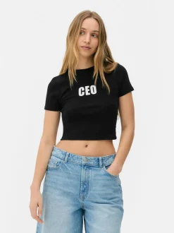 Krótka koszulka z nadrukiem