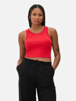 Krótki prążkowany top w stylu bokserki