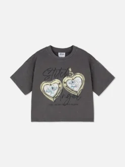 Krótki T-shirt z efektem sprania i Stichem Disneya