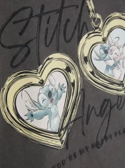 Krótki T-shirt z efektem sprania i Stichem Disneya