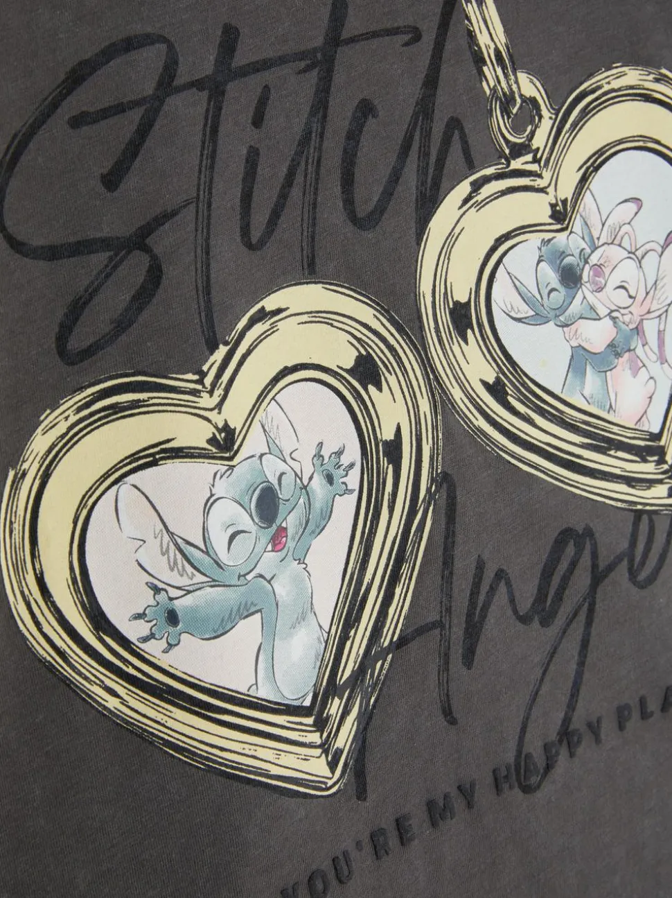 Krótki T-shirt z efektem sprania i Stichem Disneya