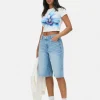 Krótki T-shirt z kwiatowym motywem