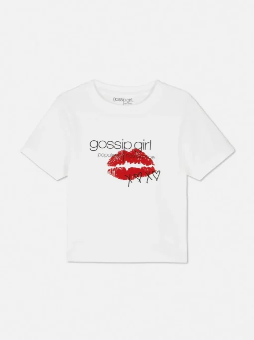 Krótki T-shirt z logo serialu Plotkara