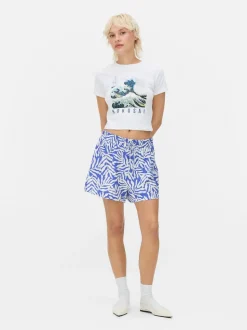 Krótki T-shirt z motywem Wielkiej Fali autorstwa Hokusaia