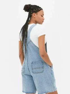 Krótkie ogrodniczki jeansowe