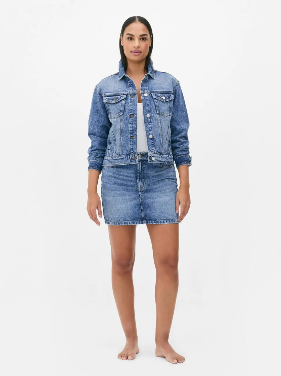 Kurtka jeansowa z efektem znoszenia