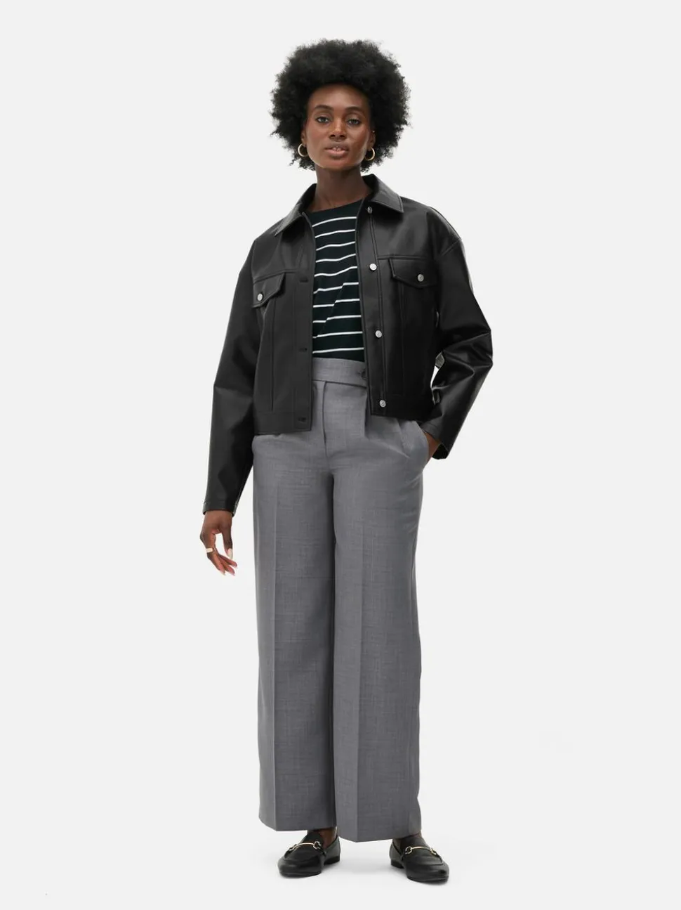 Kurtka typu trucker ze sztucznej skóry