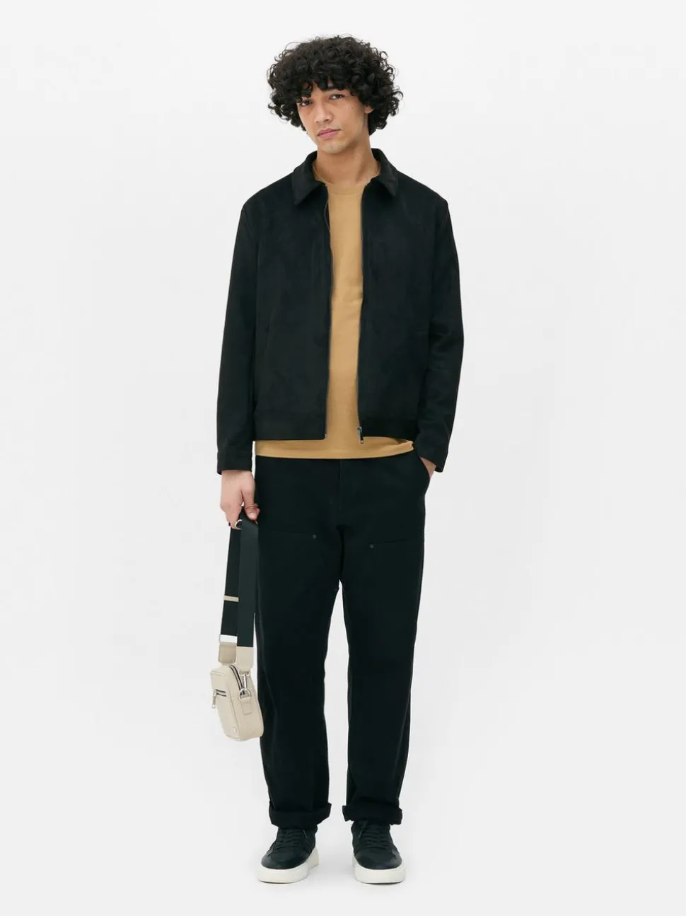 Kurtka ze sztucznego zamszu z kołnierzykiem