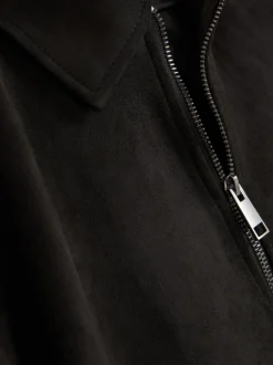 Kurtka ze sztucznego zamszu z kołnierzykiem