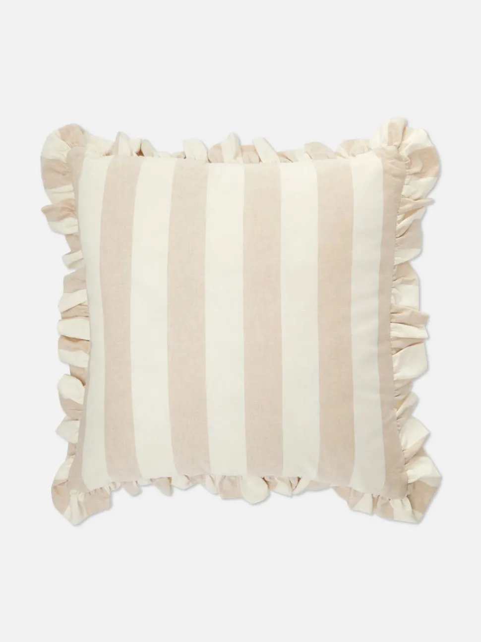 Kwadratowa poduszka w paski z falbankami