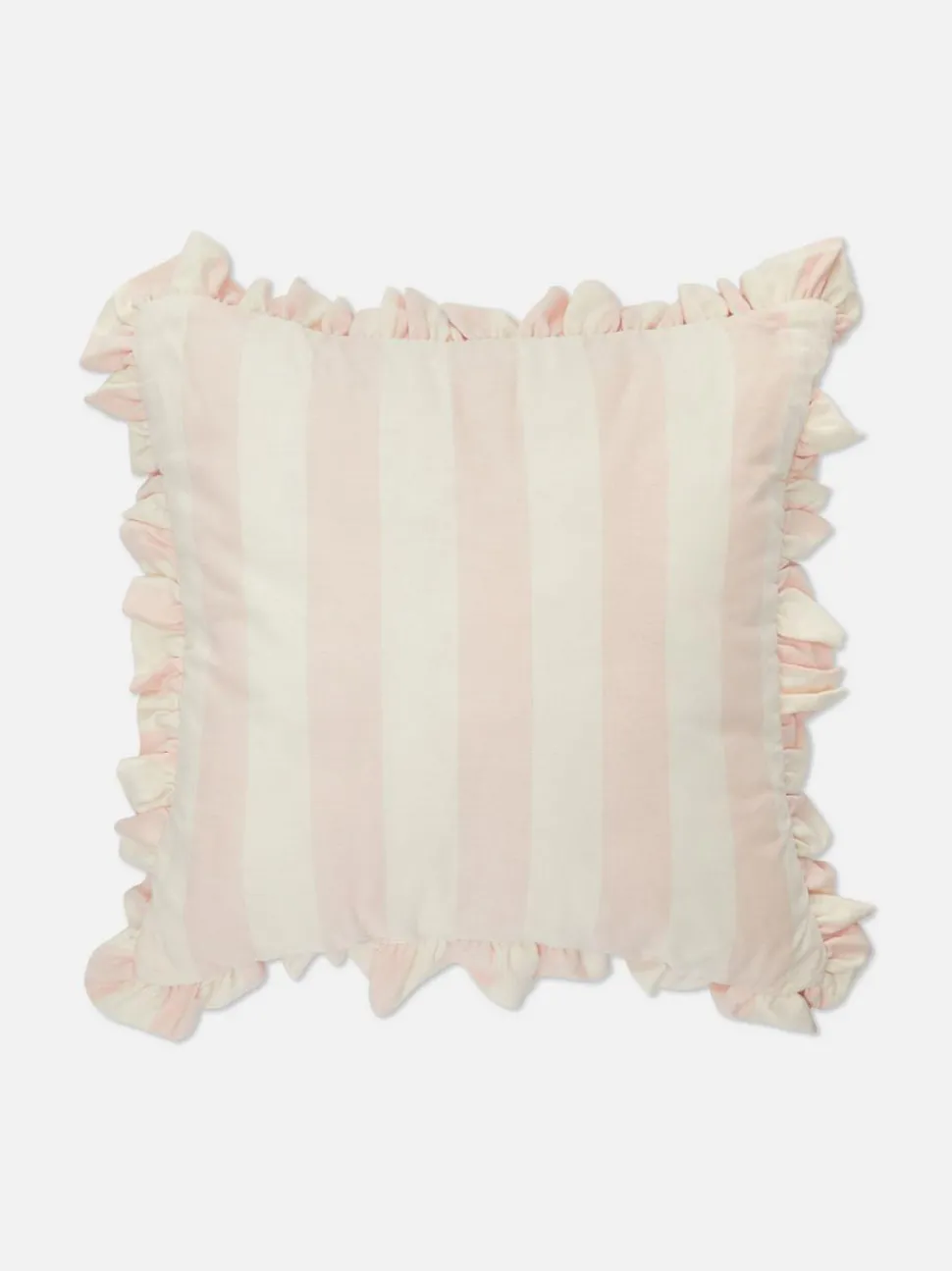 Kwadratowa poduszka w paski z falbankami