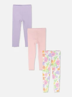 Legginsy z muszelkowym wykończeniem, 3 pary