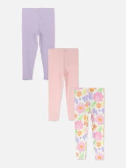 Legginsy z muszelkowym wykończeniem, 3 pary