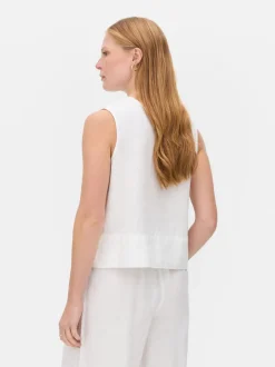 Lniana bluzka bez rękawów The Edit