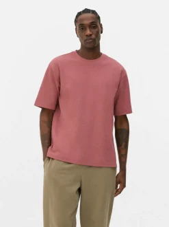 Luźny T-Shirt z teksturowanej dzianiny