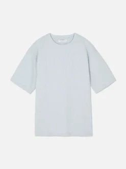 Luźny T-shirt z tkaniny seersucker