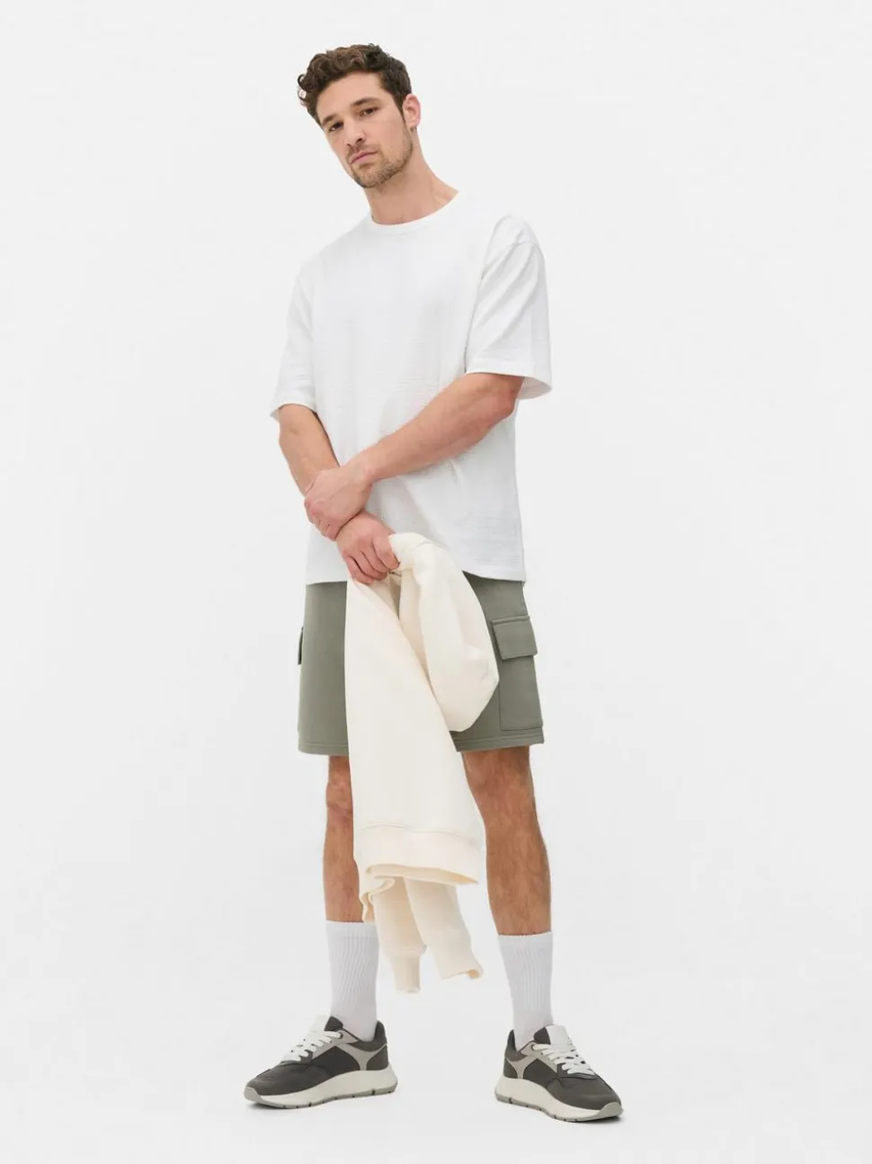 Luźny T-shirt z tkaniny seersucker