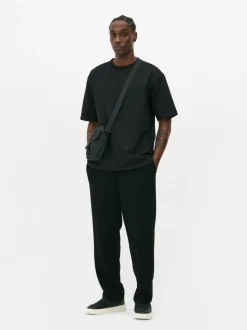Luźny T-shirt z tkaniny seersucker