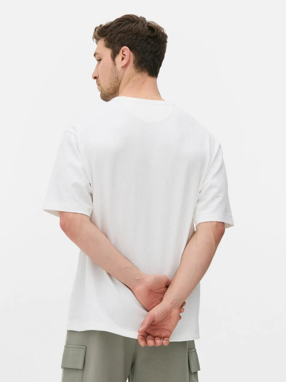 Luźny T-shirt z tkaniny seersucker