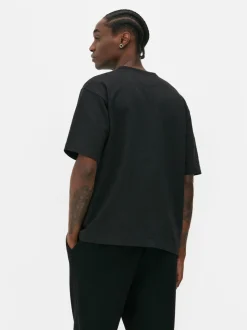 Luźny T-shirt z tkaniny seersucker