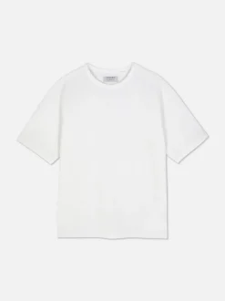 Luźny T-shirt z tkaniny seersucker