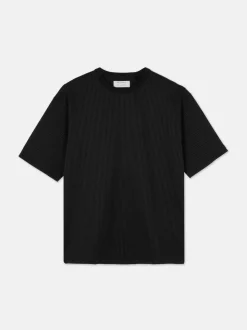 Luźny T-shirt z tkaniny seersucker