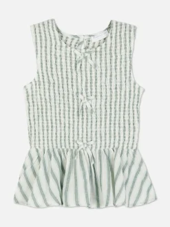 Marszczona bluzka bez rękawów w paski