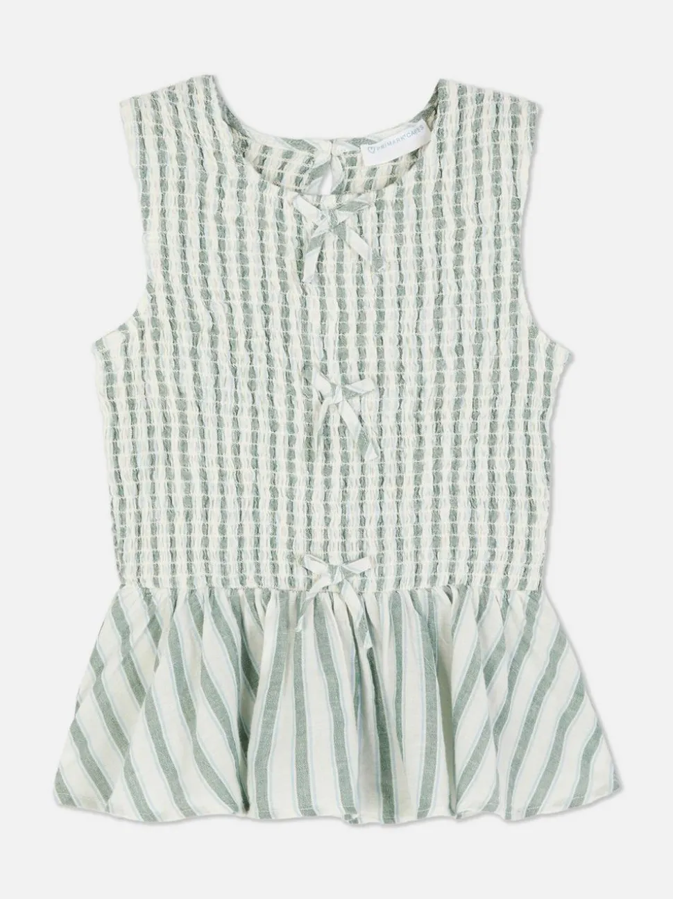 Marszczona bluzka bez rękawów w paski