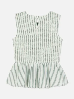 Marszczona bluzka bez rękawów w paski