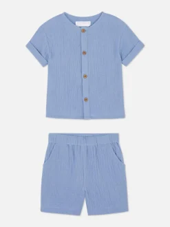 Muślinowy komplet z koszulą i szortami