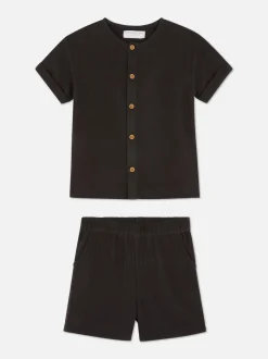 Muślinowy komplet z koszulą i szortami
