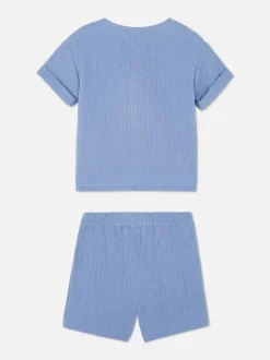 Muślinowy komplet z koszulą i szortami
