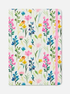 Notatnik A5 z okładką ze sztucznej skóry w kwiaty