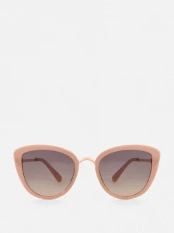 Okulary przeciwsłoneczne w kształcie kociego oka z metalicznym wykończeniem