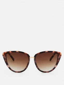 Okulary przeciwsłoneczne w kształcie kociego oka z metalicznym wykończeniem