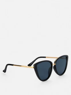 Okulary przeciwsłoneczne w kształcie kociego oka z metalicznym wykończeniem