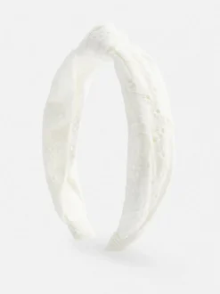 Opaska do włosów z haftem angielskim