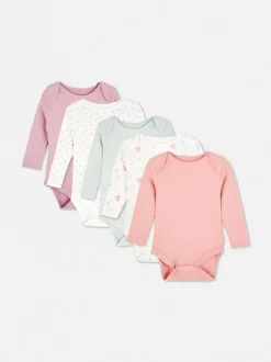 Pajacyki na długi rękaw z różnymi wzorami, 5 szt.