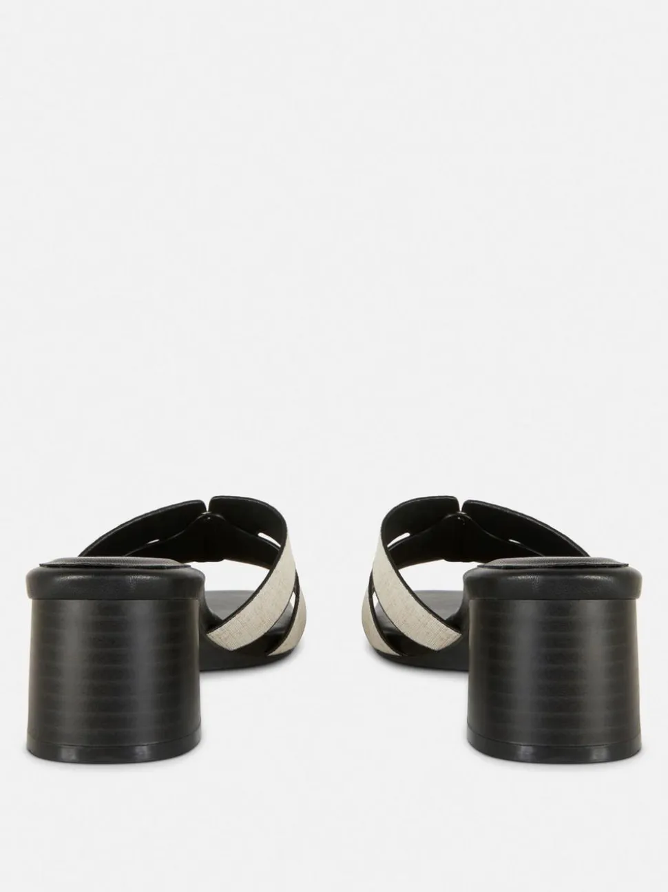 Pantofle bez pięty na słupku z plecionym paskiem