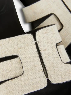 Pantofle bez pięty na słupku z plecionym paskiem