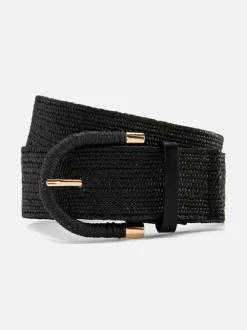 Pasek z rafii z metalicznymi detalami