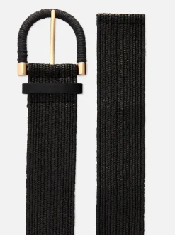 Pasek z rafii z metalicznymi detalami