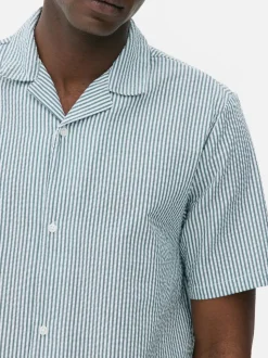 Pasiasta koszula od piżamy z tkaniny seersucker