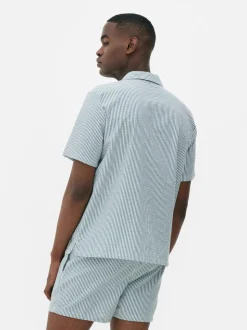 Pasiasta koszula od piżamy z tkaniny seersucker