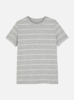 Pasiasty T-shirt na krótki rękaw z okrągłym dekoltem