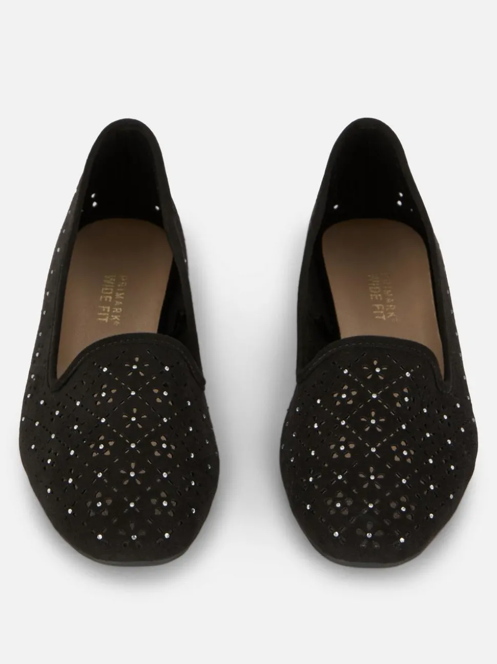 Płaskie baleriny ze strasem i laserowymi wycięciami