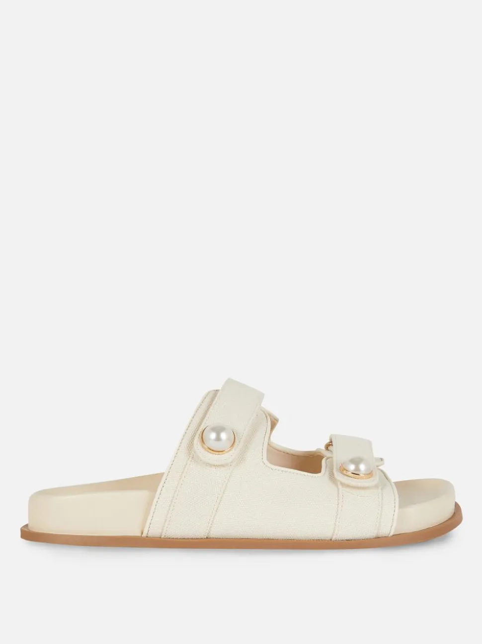 Płaskie sandały z perełkami